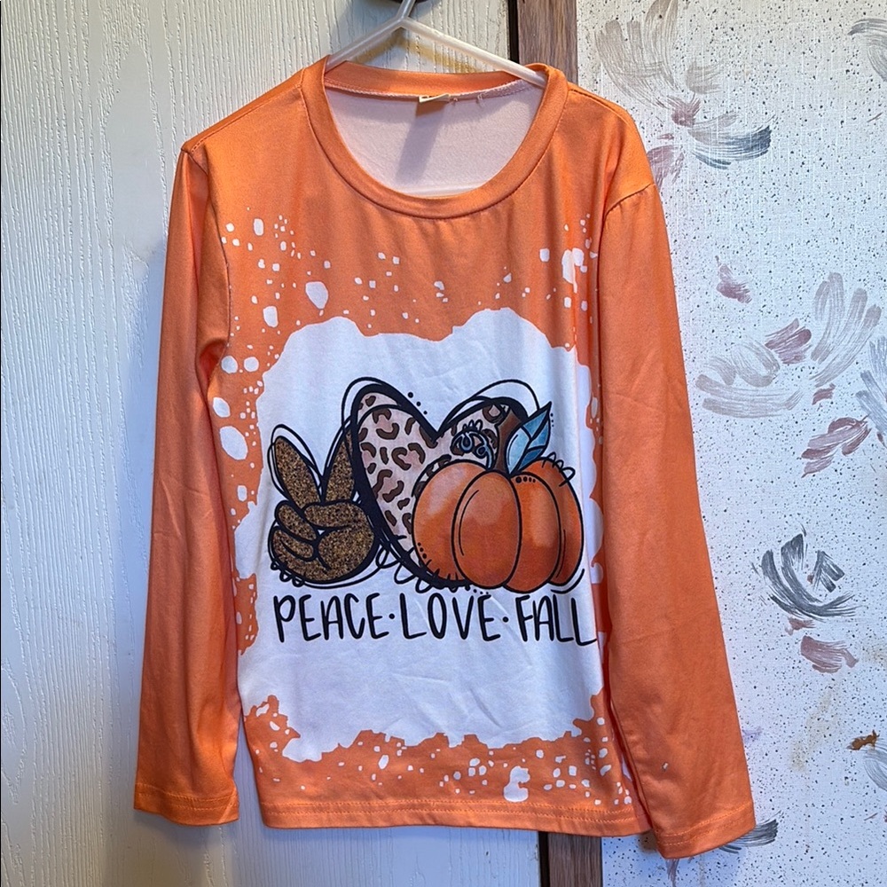 Orange Peace Love Fall Kids Shirt